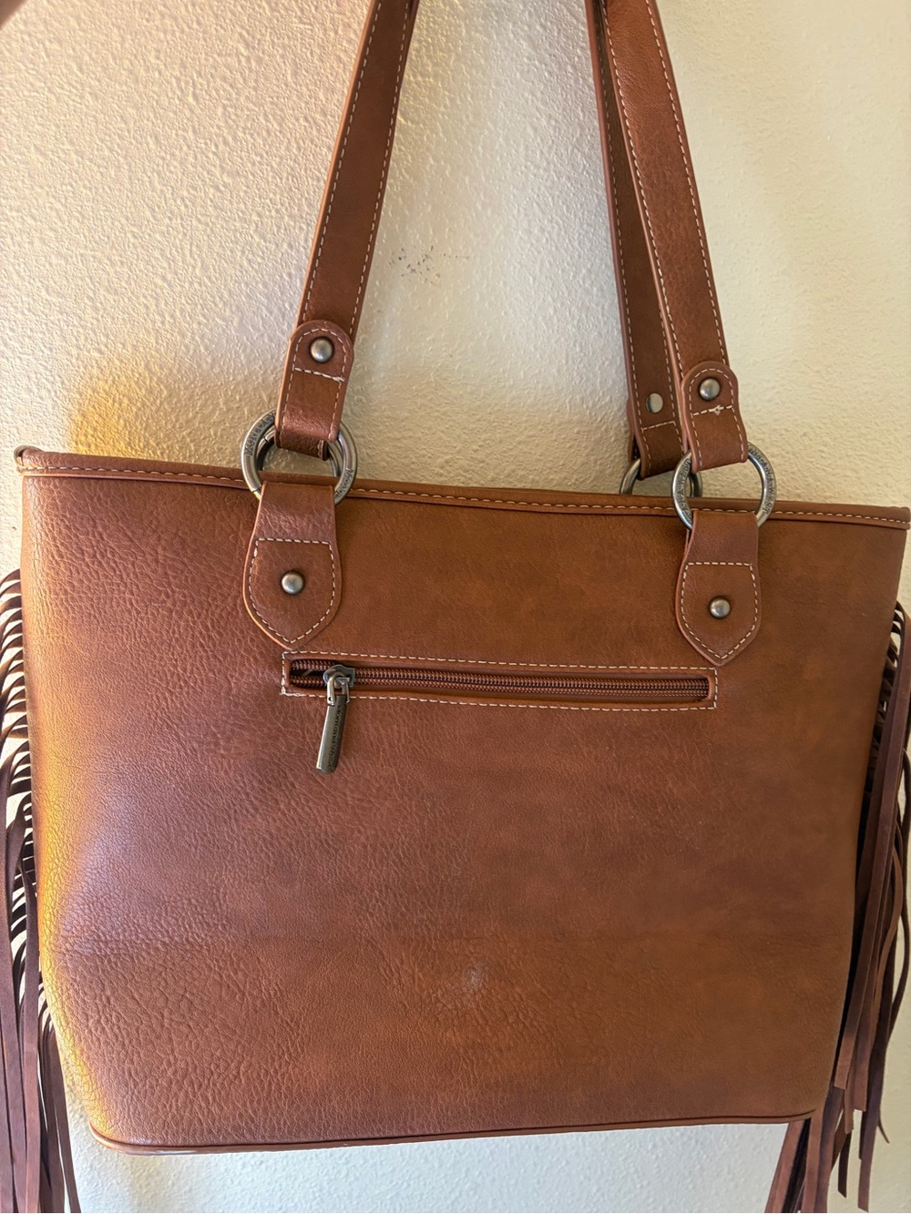 Montana West Brown & Cream Aztec Fringe Tote - Picture 3 of 3